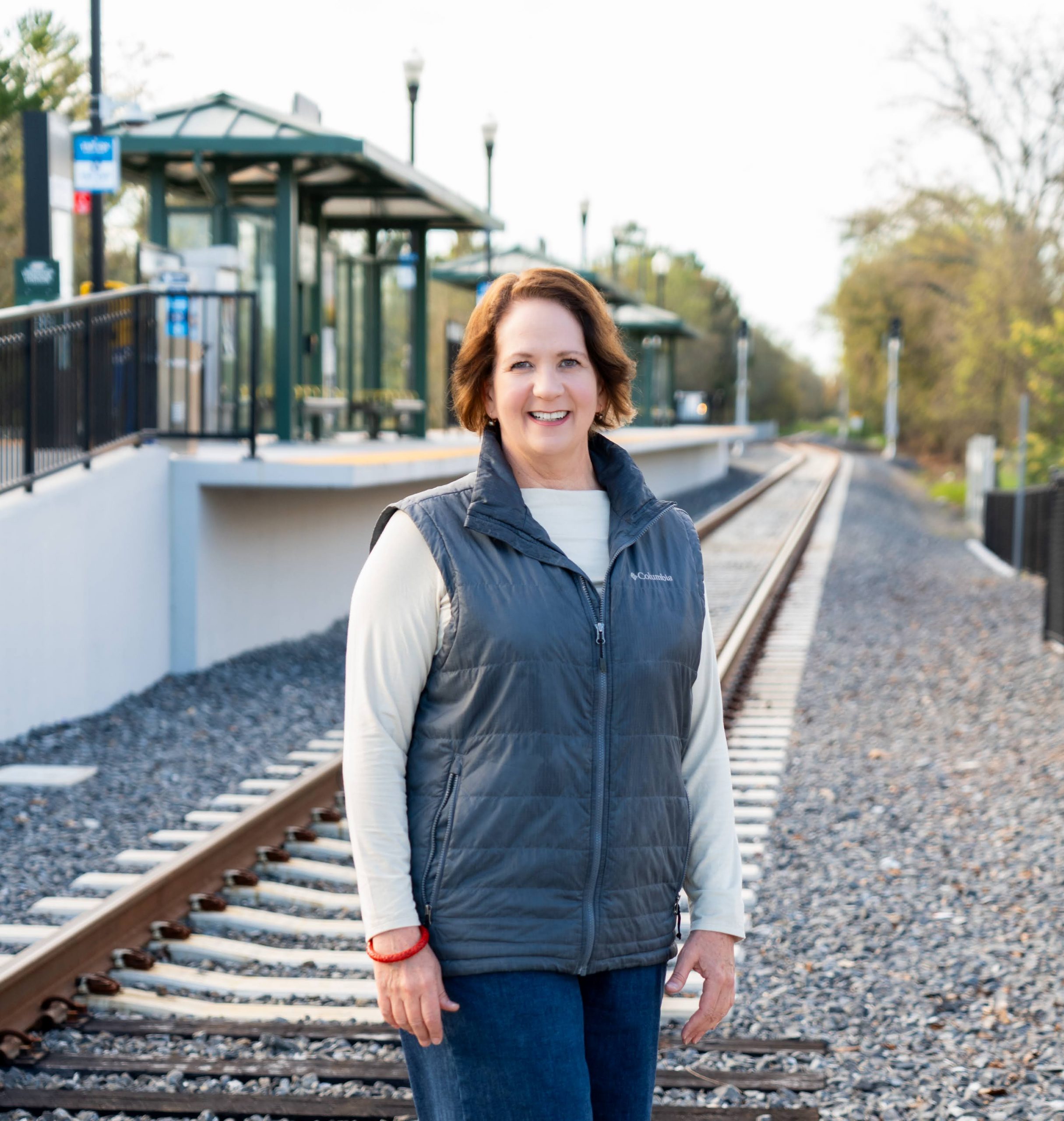 Melanie Bagby, candidate for Sonoma County Board of Supervisors, in front of the Bart